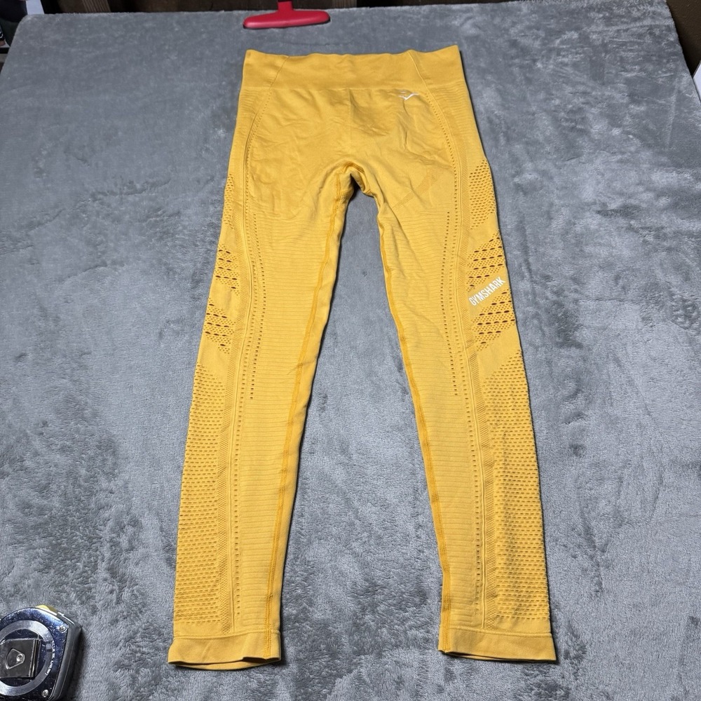 Gymshark Women's Vital Seamless Green Leggings Estimated Size Small in Yellowish